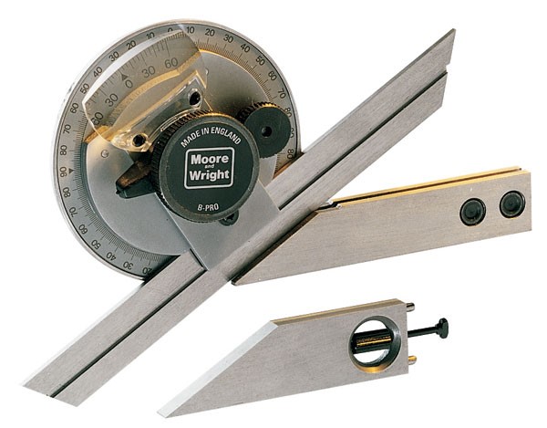 MOORE & WRIGHT BEVEL PROTRACTOR PRECISION FULL SET 